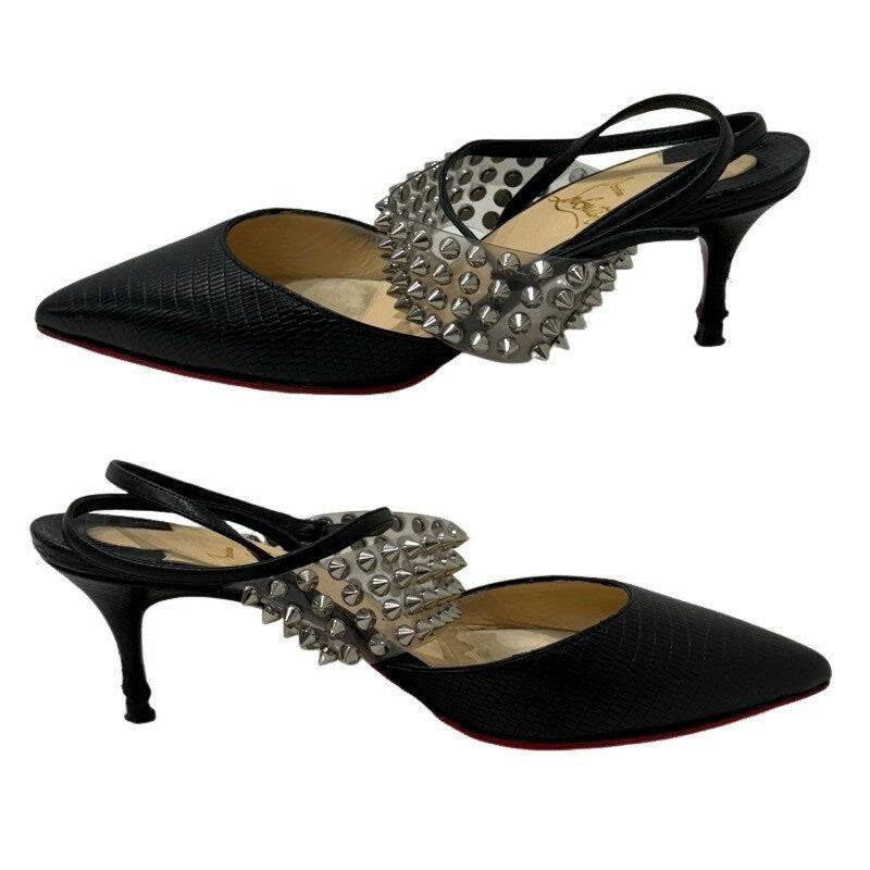 Christian Louboutin Shoes Pumps Heel EU 36 US 6 PVC Leather Black Authentic