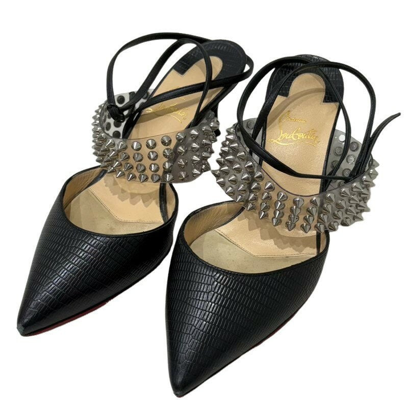 Christian Louboutin Shoes Pumps Heel EU 36 US 6 PVC Leather Black Authentic
