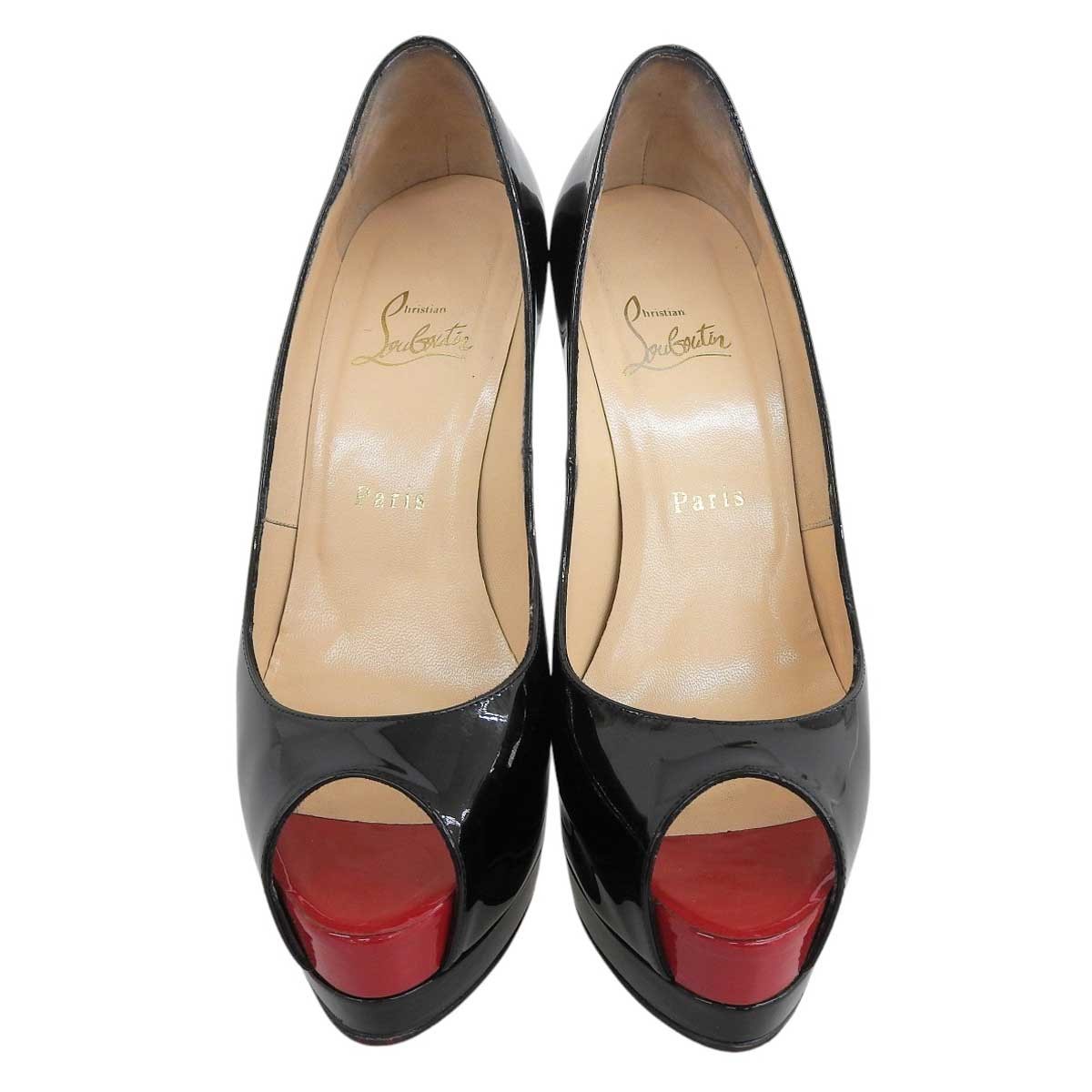 Christian Louboutin Shoes Pumps Heel Palais Royal EU 38 US 8 Black Authentic