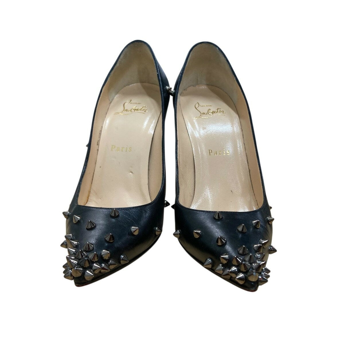 Christian Louboutin Shoes Pumps Heel Studs EU 37 US 7 Black Authentic