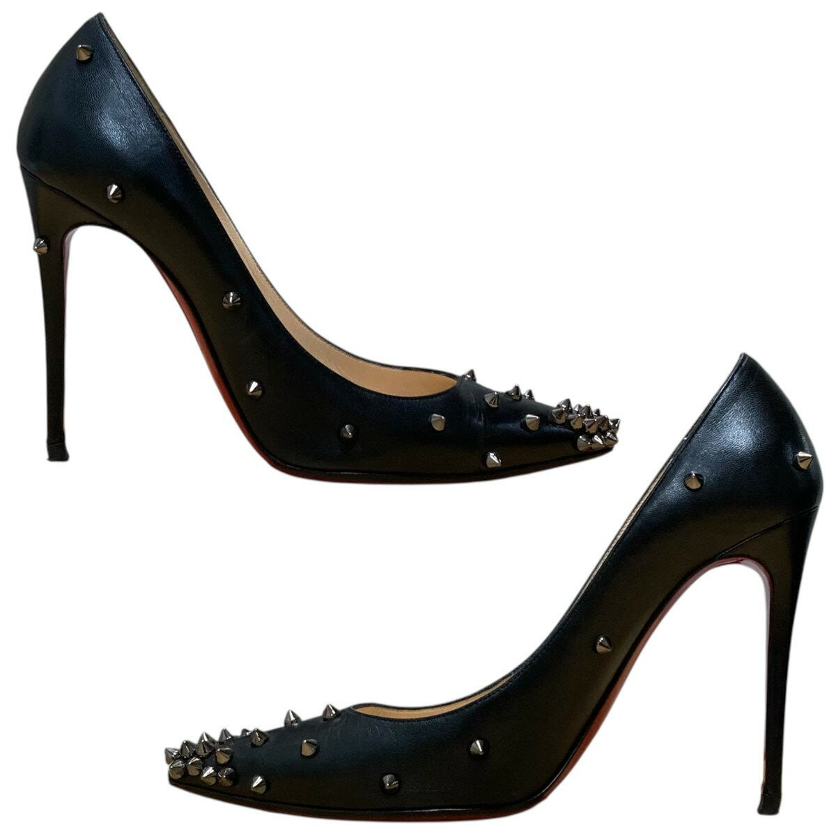 Christian Louboutin Shoes Pumps Heel Studs EU 37 US 7 Black Authentic