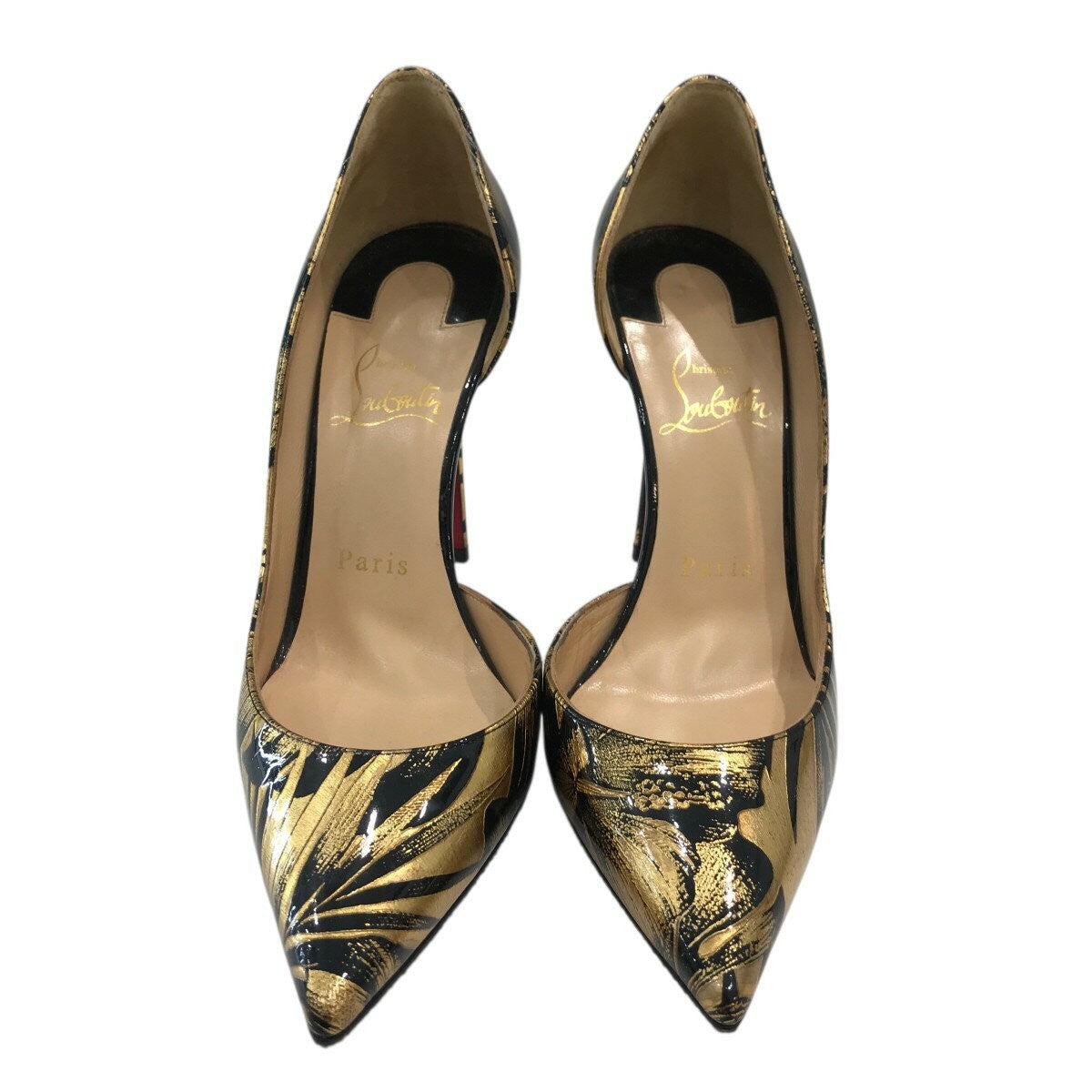 Christian Louboutin Shoes Pumps Heel EU 36.5 US 6.5 Gold Black Authentic