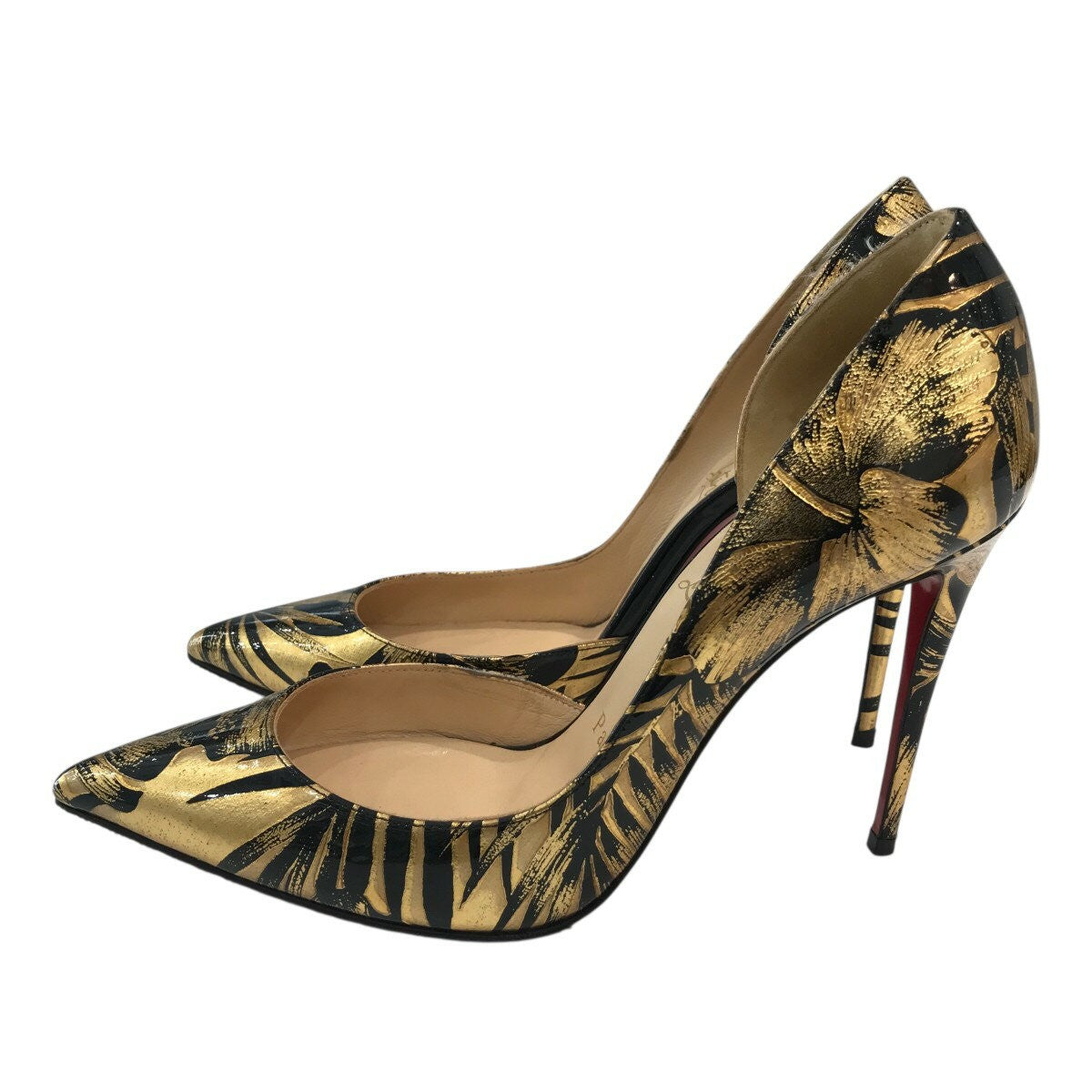 Christian Louboutin Shoes Pumps Heel EU 36.5 US 6.5 Gold Black Authentic