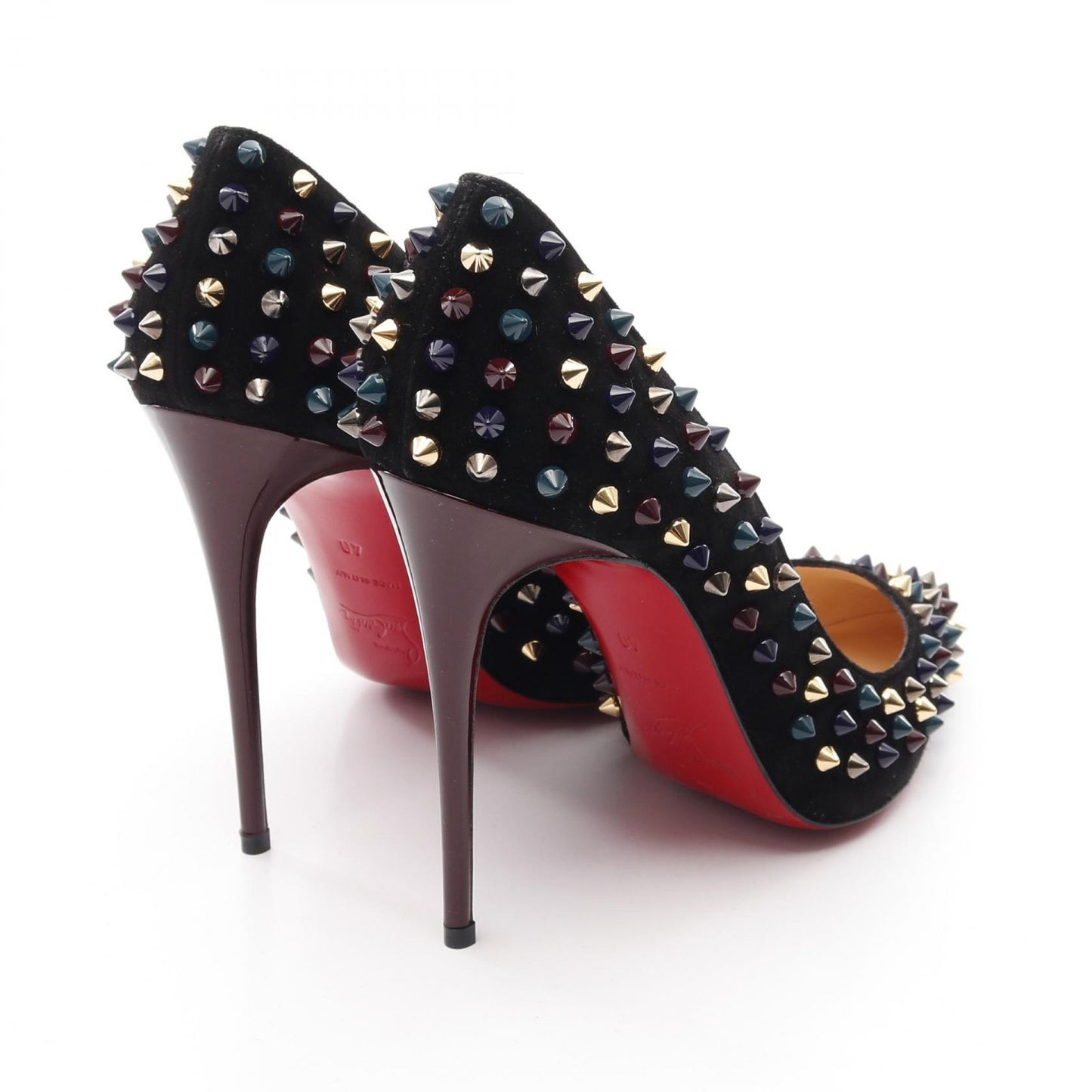 Christian Louboutin Shoes Pumps Heel EU 40 US 10 Suede Black Multicolor Auth
