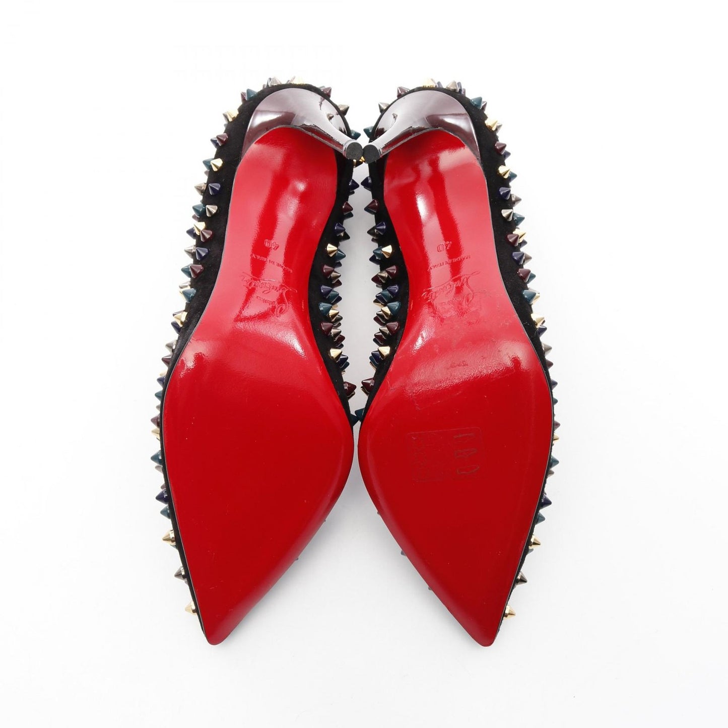 Christian Louboutin Shoes Pumps Heel EU 40 US 10 Suede Black Multicolor Auth