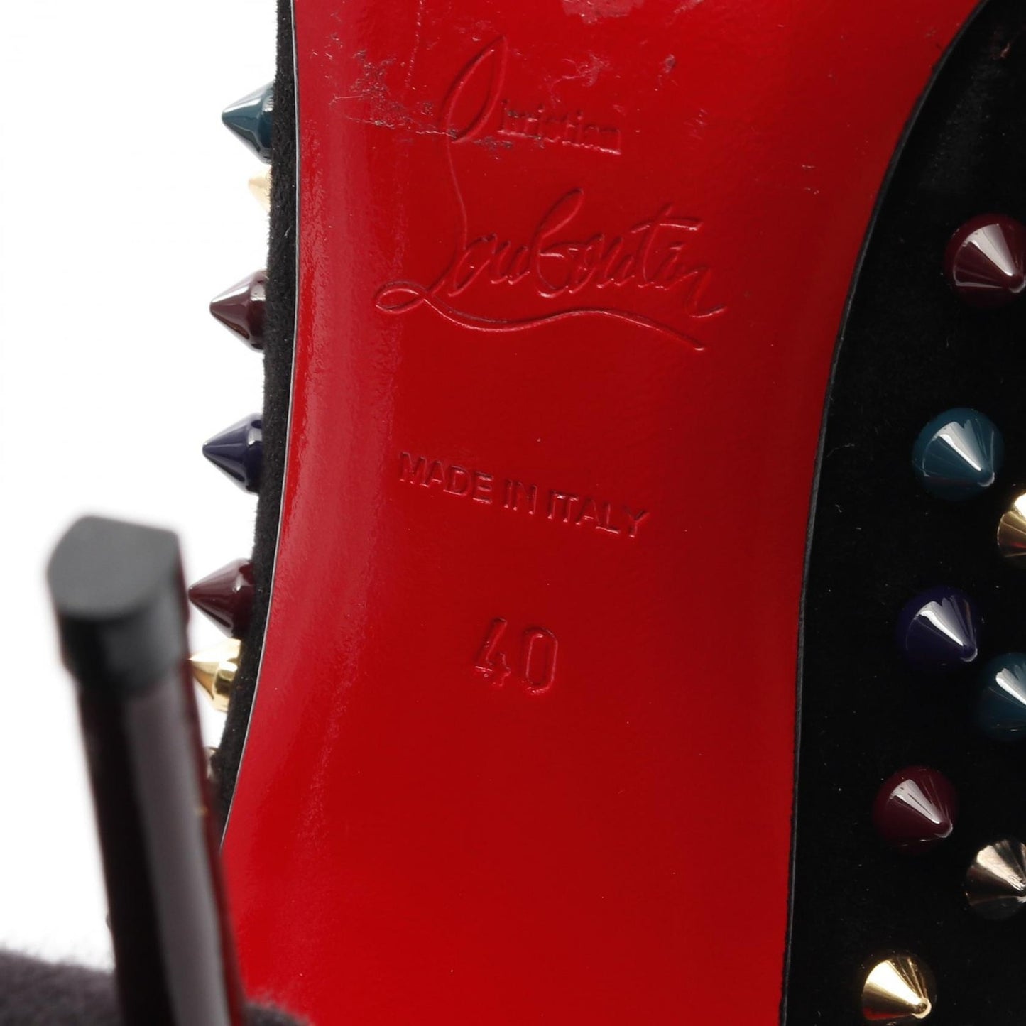 Christian Louboutin Shoes Pumps Heel EU 40 US 10 Suede Black Multicolor Auth