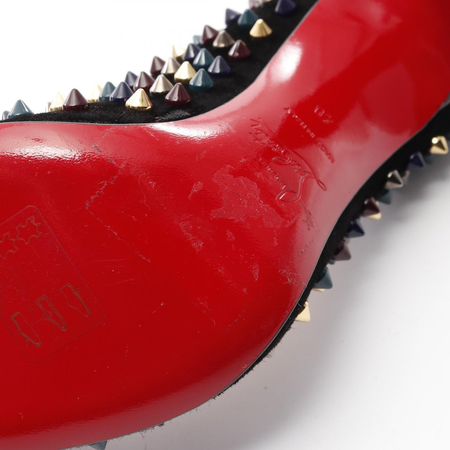 Christian Louboutin Shoes Pumps Heel EU 40 US 10 Suede Black Multicolor Auth