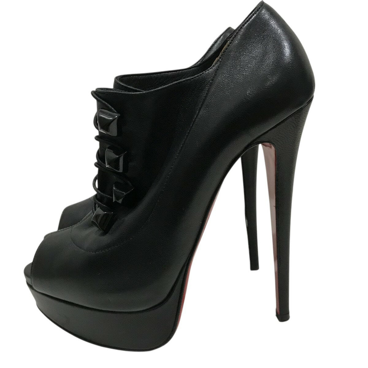 Christian Louboutin Platform Bootie Boots Shoes EU 36 US 6 Black Authentic