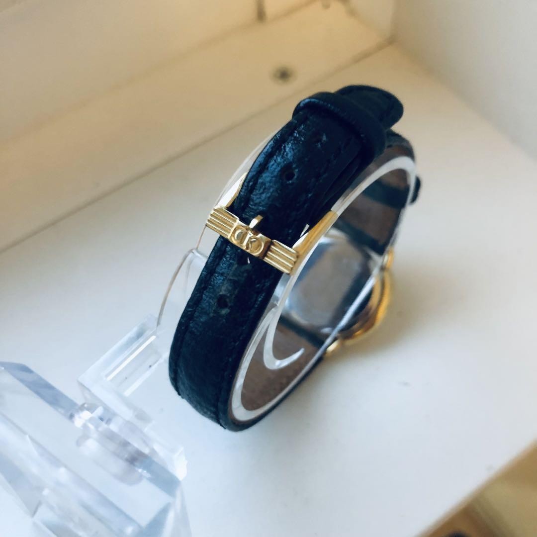 Christian Dior Watch Wristwatch Logo White Black Women's Authentic