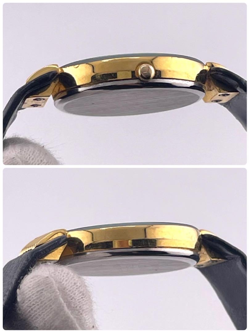 Christian Dior Quartz Watch Wristwatch Logo Gold Black Women's Authentic