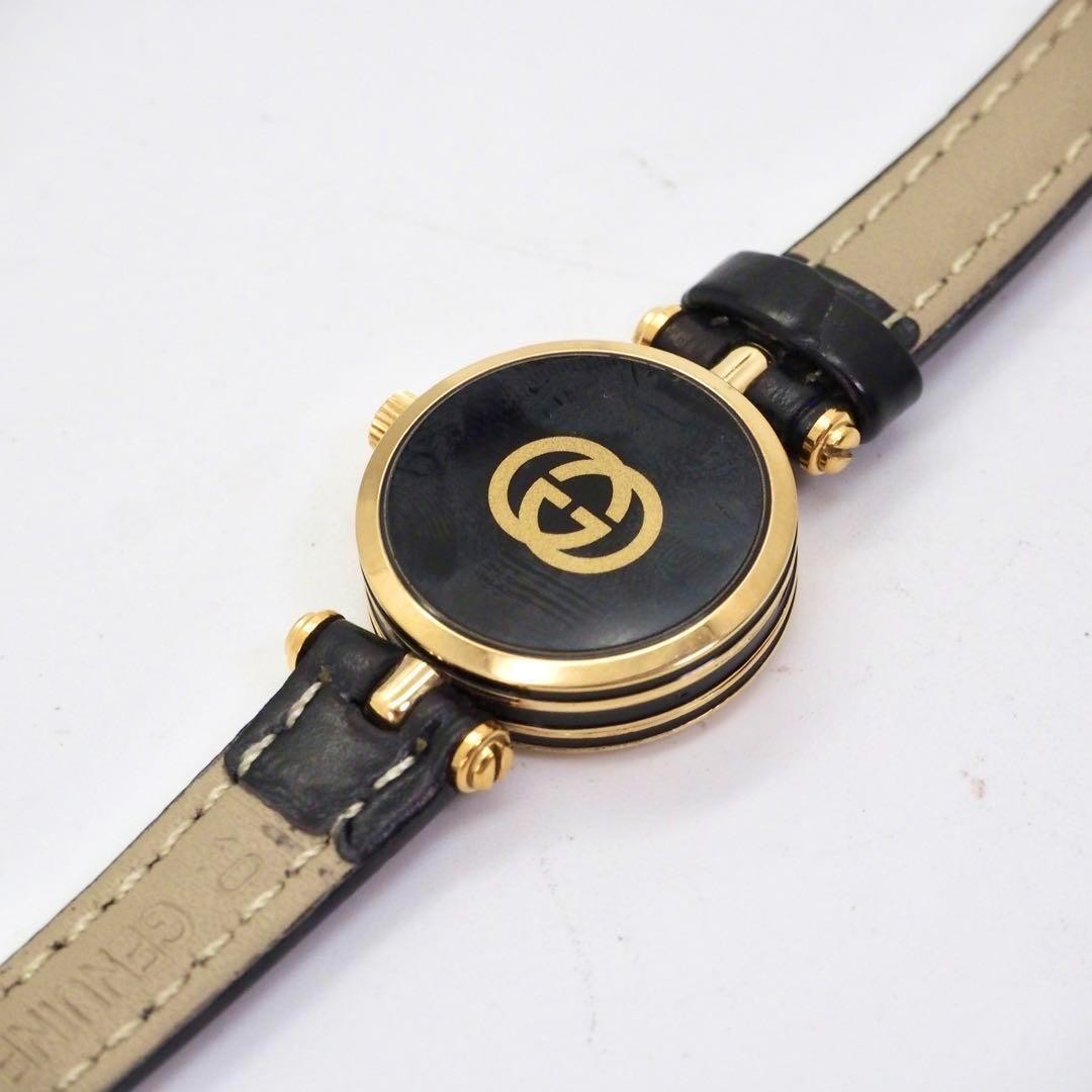 GUCCI Quartz Watch Wristwatch Gold Black Women's Authentic