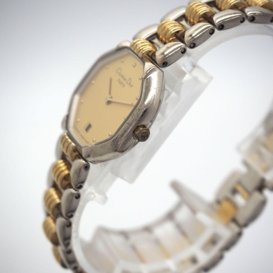 Christian Dior Quartz Watch Wristwatch Logo Gold Silver Women's Authentic