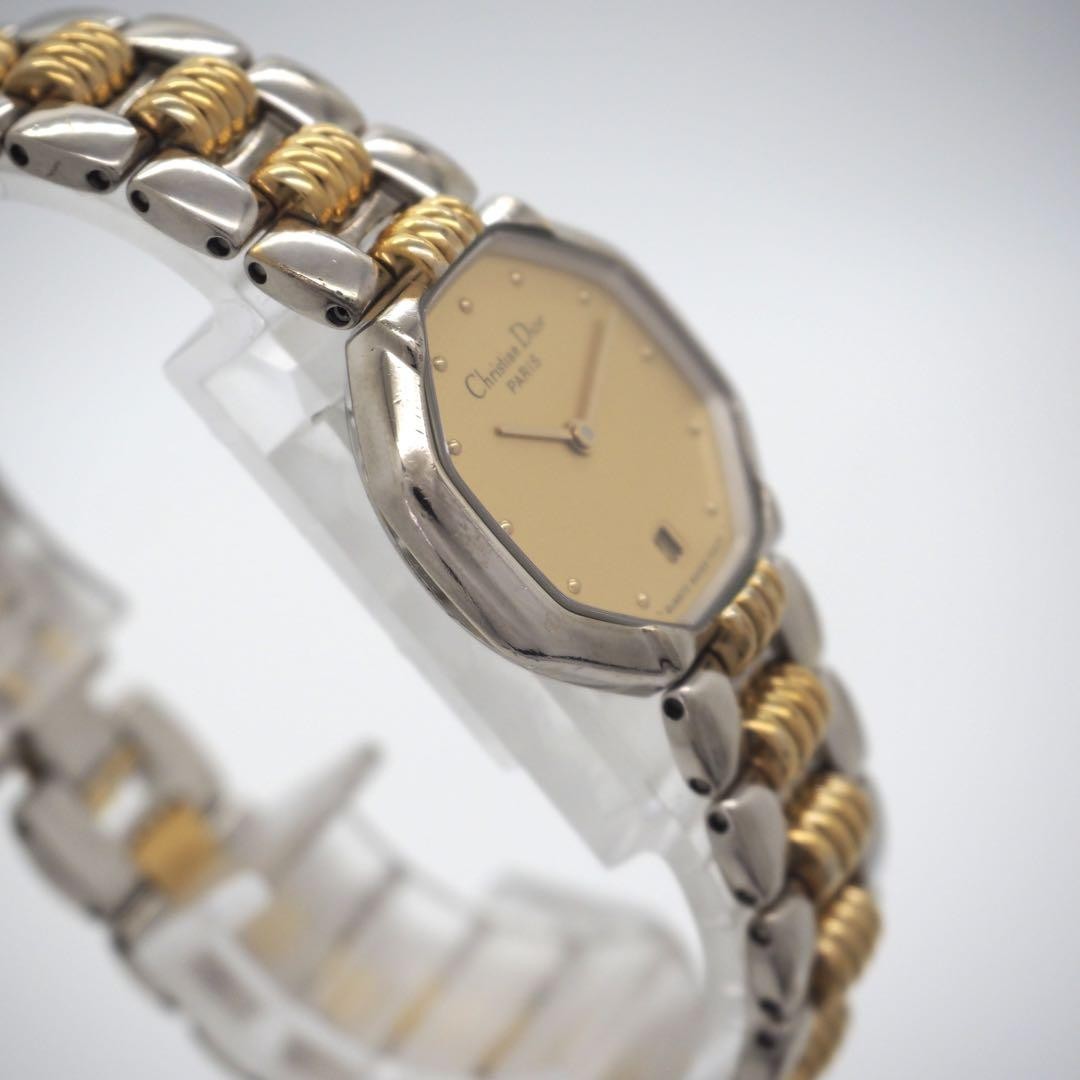 Christian Dior Quartz Watch Wristwatch Logo Gold Silver Women's Authentic