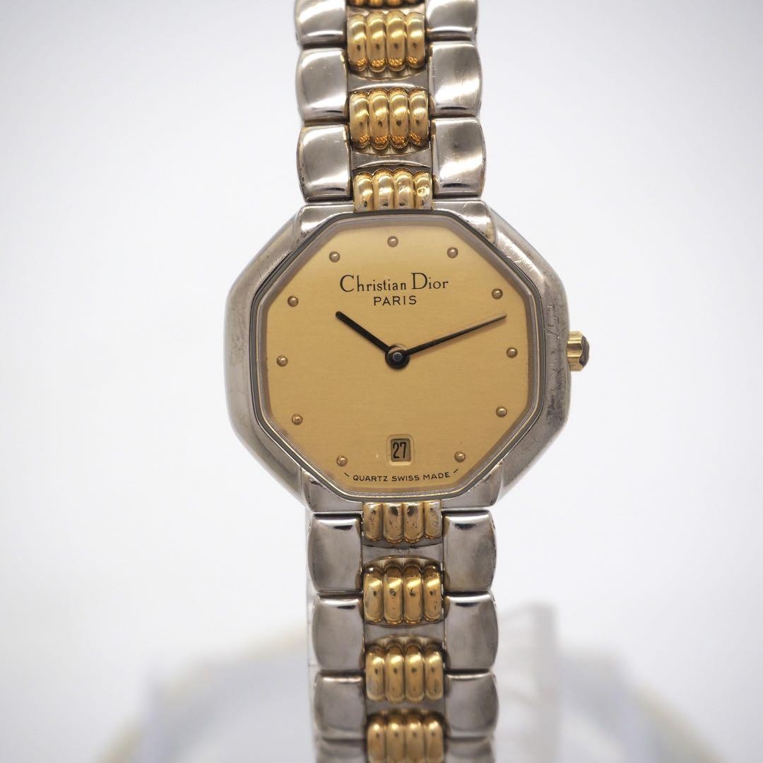 Christian Dior Quartz Watch Wristwatch Logo Gold Silver Women's Authentic