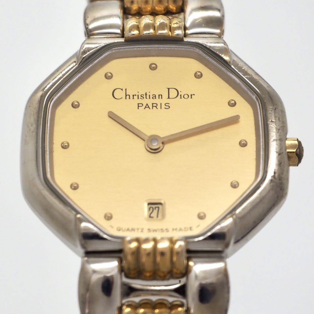 Christian Dior Quartz Watch Wristwatch Logo Gold Silver Women's Authentic