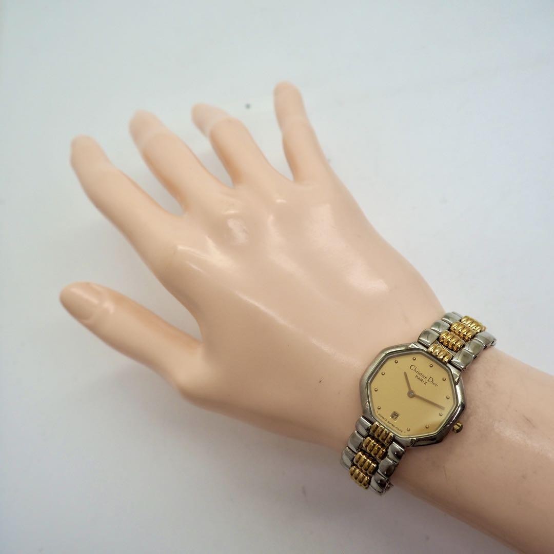 Christian Dior Quartz Watch Wristwatch Logo Gold Silver Women's Authentic