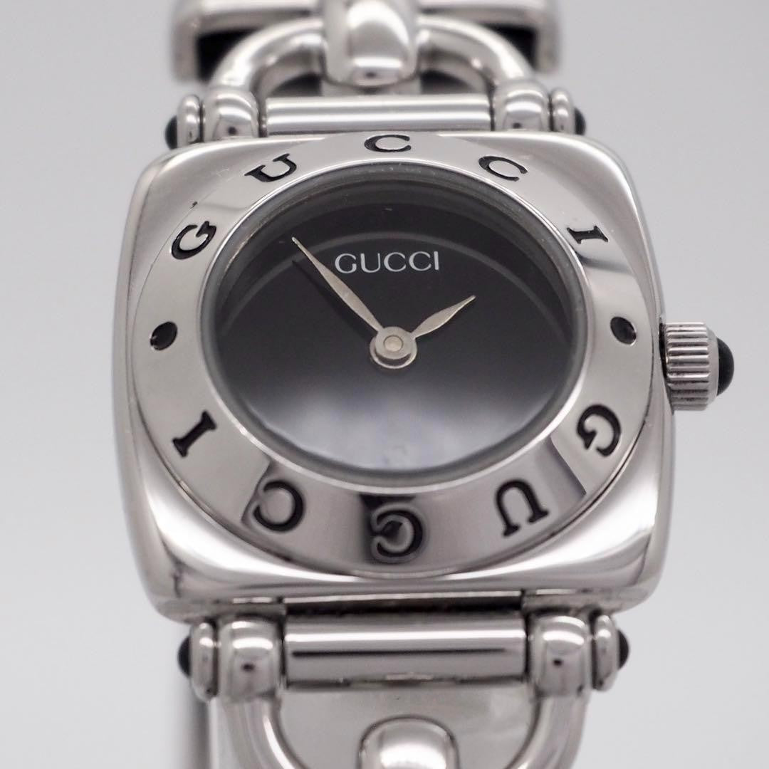 GUCCI 6300L Quartz Watch Wristwatch Black Silver Women's Authentic