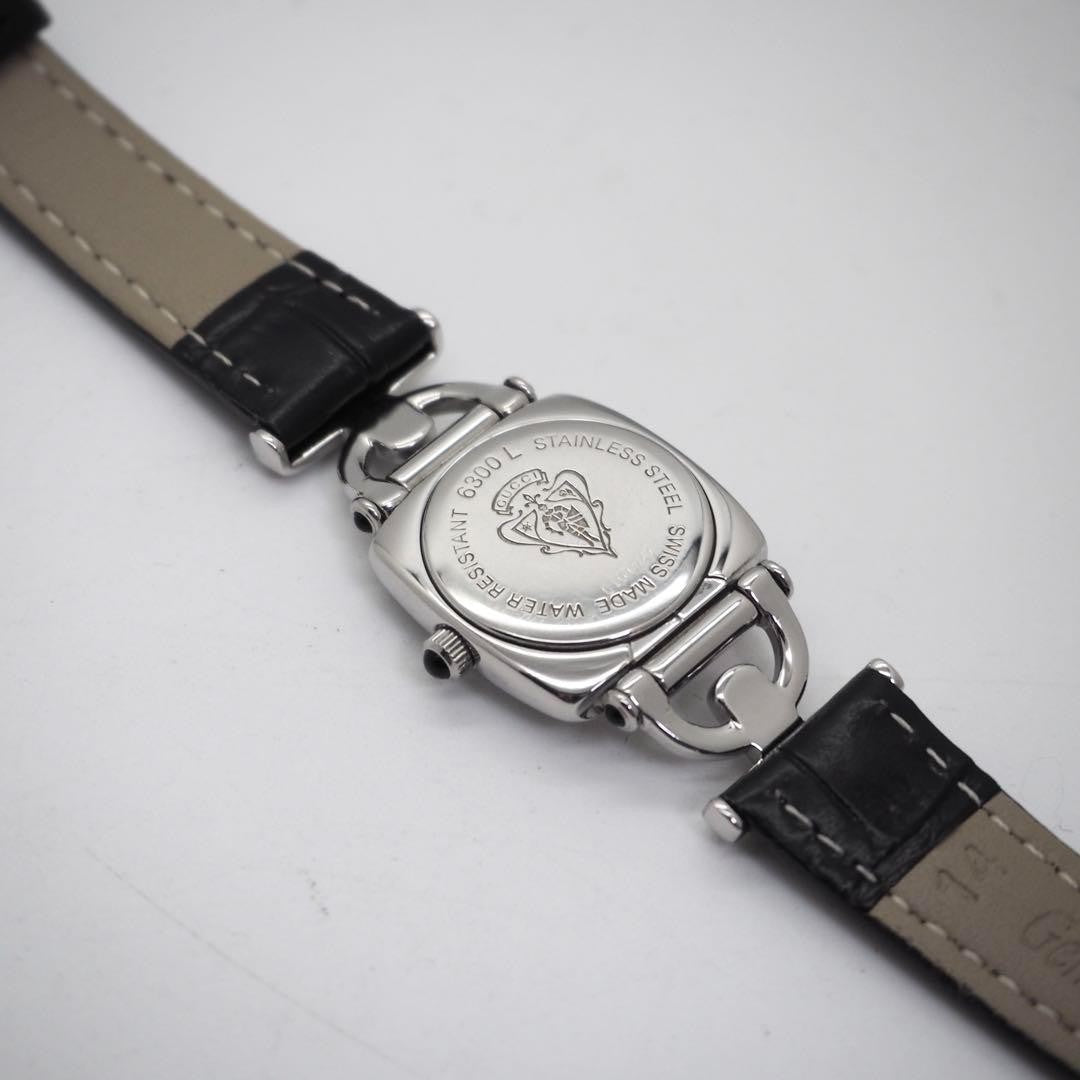 GUCCI 6300L Quartz Watch Wristwatch Black Silver Women's Authentic