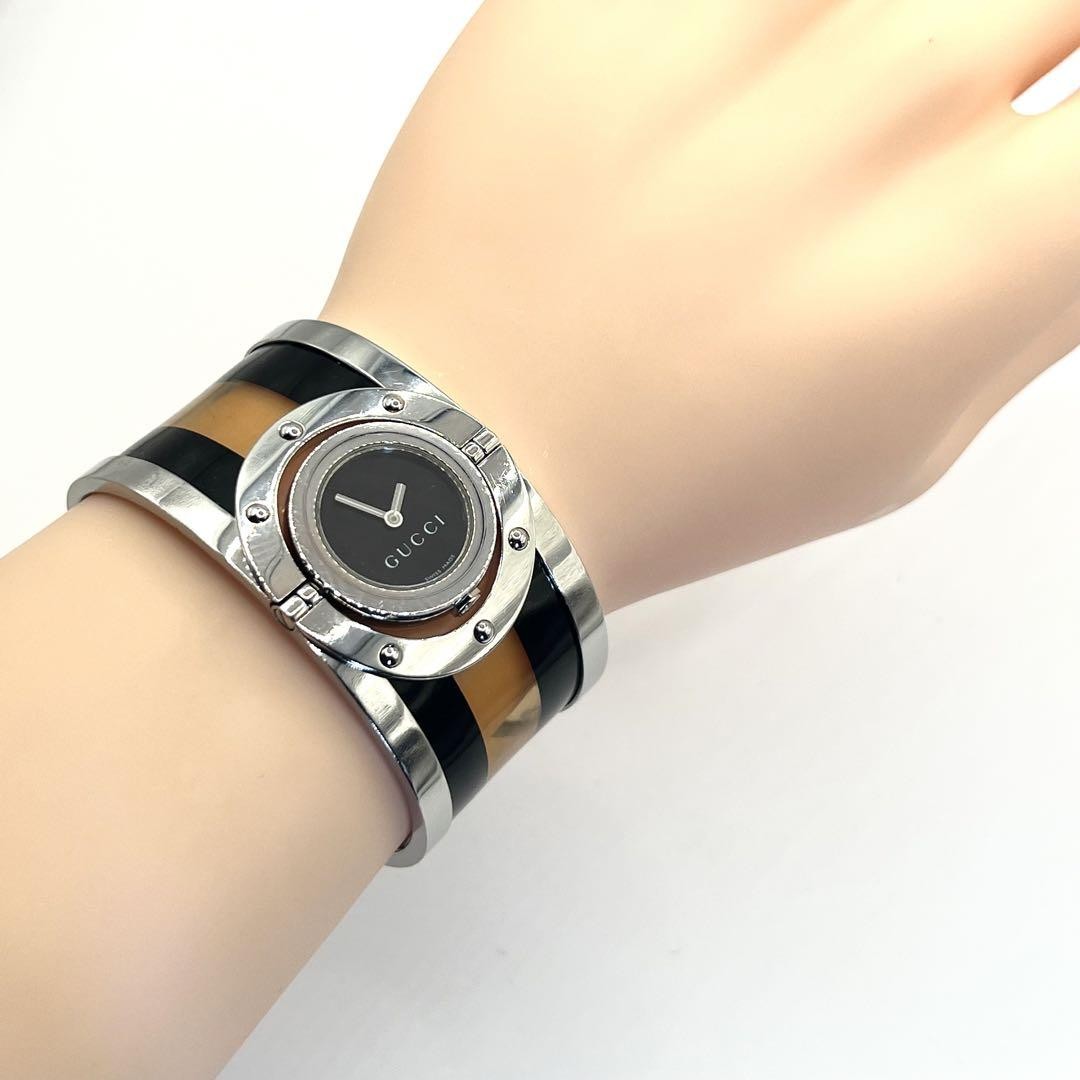 GUCCI Quartz Watch Wristwatch Black Silver Women's Authentic