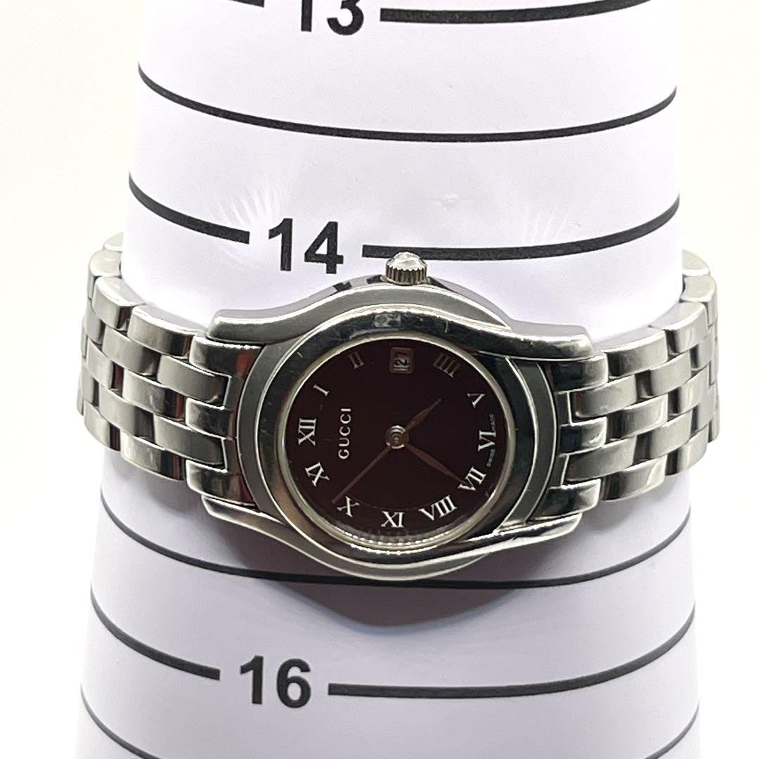 GUCCI 5500L Quartz Watch Wristwatch Black Silver Women's Authentic