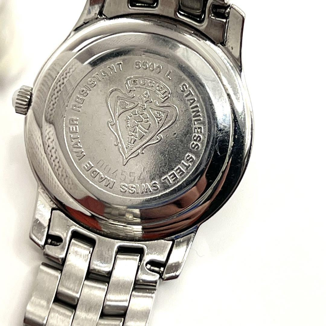 GUCCI 5500L Quartz Watch Wristwatch Black Silver Women's Authentic