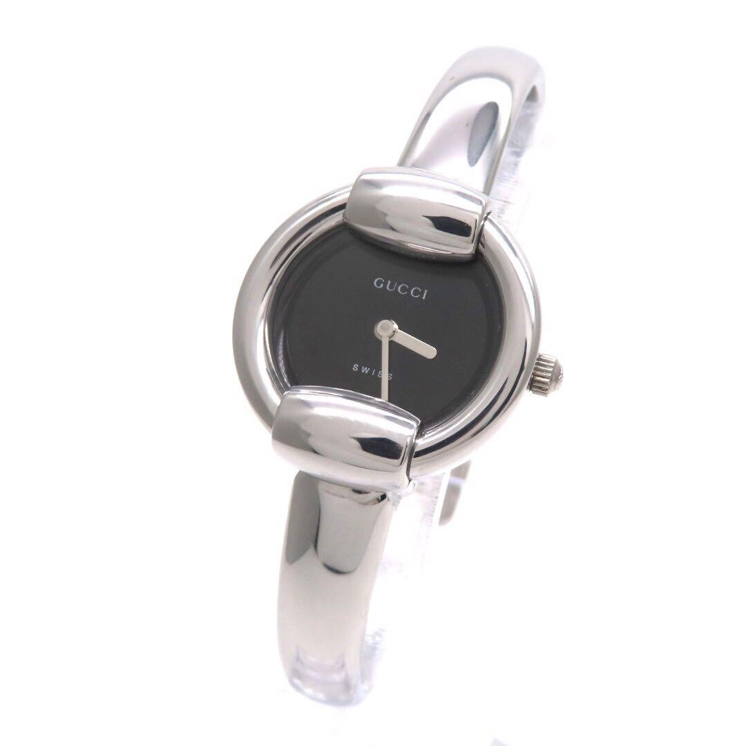 GUCCI 1400L Quartz Watch Wristwatch Black Silver Women's Authentic