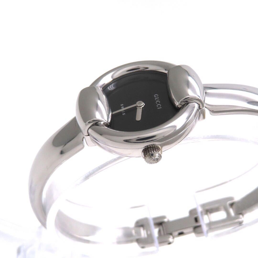 GUCCI 1400L Quartz Watch Wristwatch Black Silver Women's Authentic