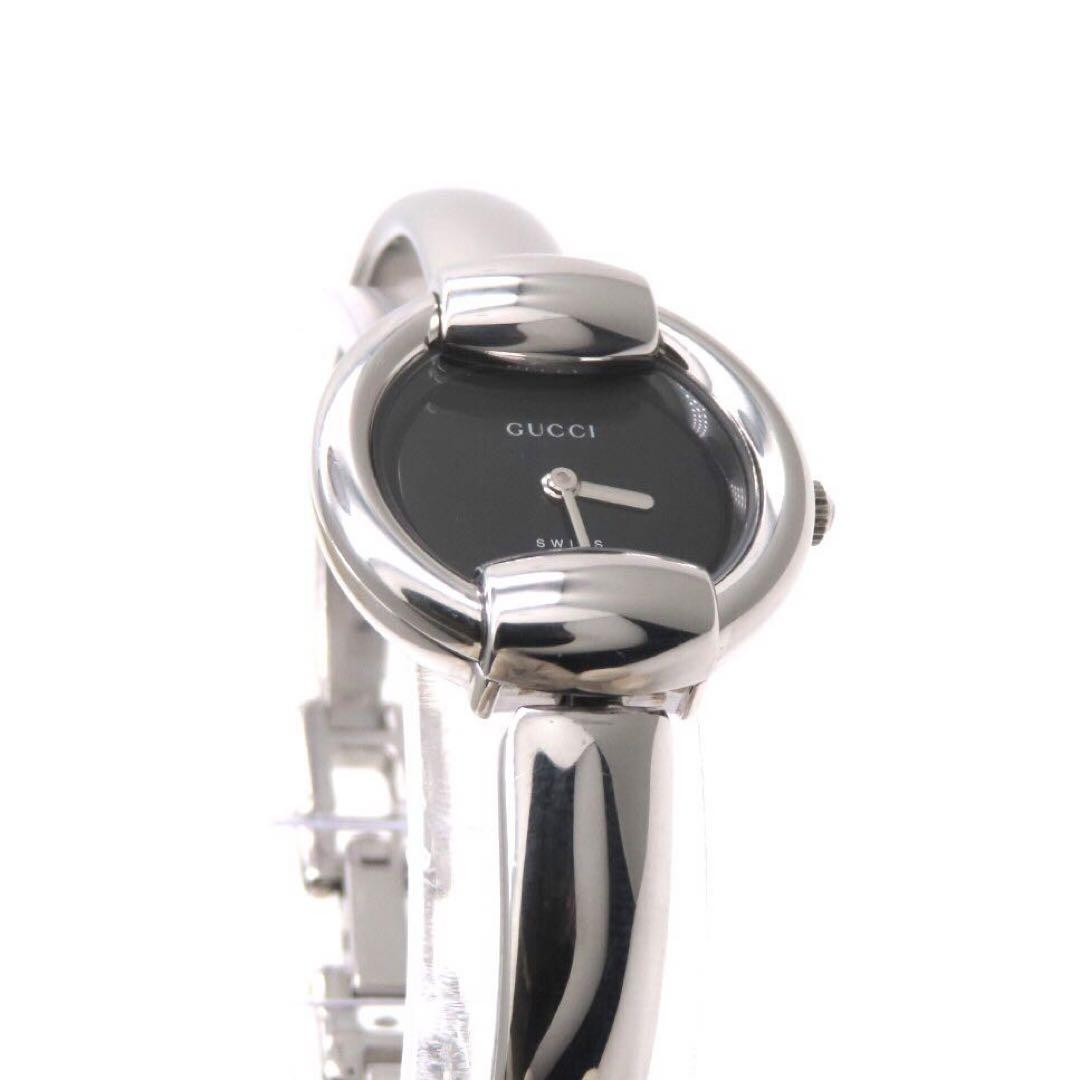 GUCCI 1400L Quartz Watch Wristwatch Black Silver Women's Authentic