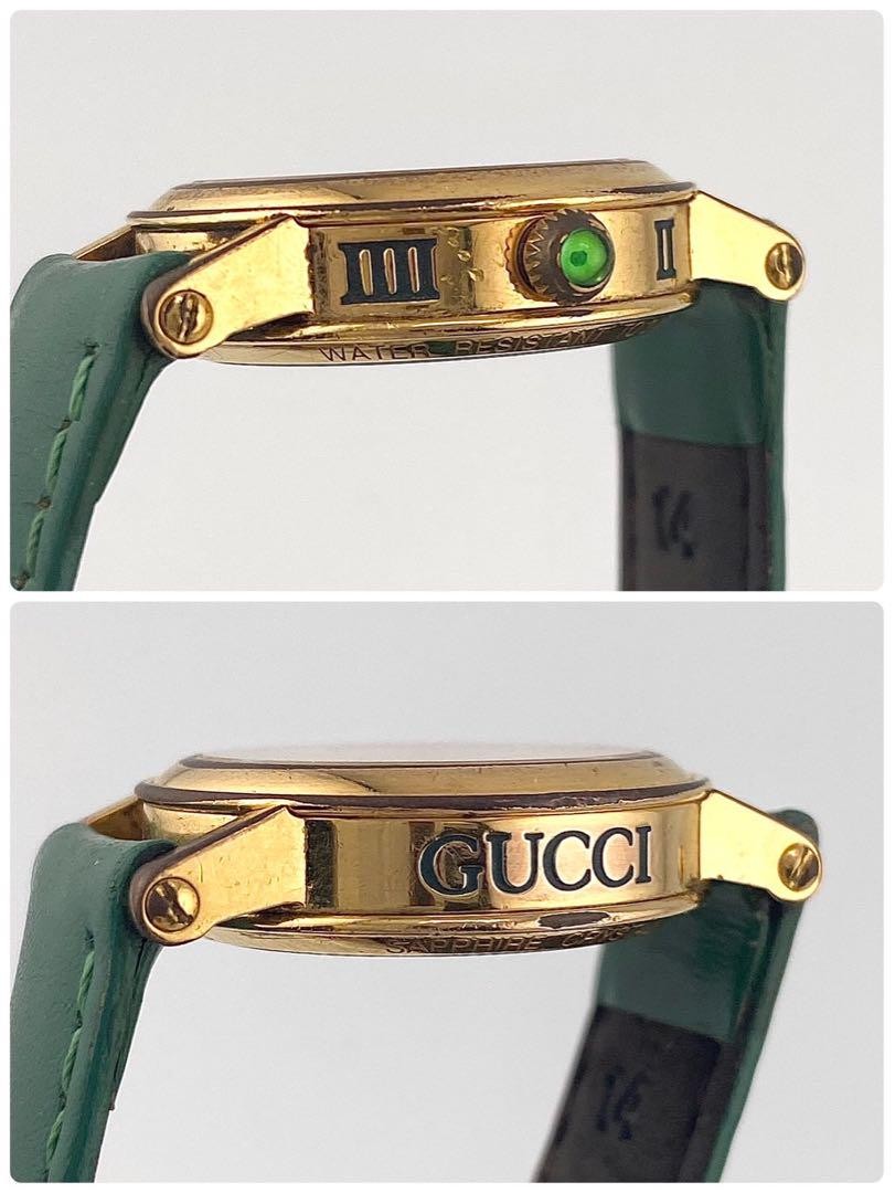 GUCCI 7200L Quartz Watch Wristwatch Gold Green Women's Authentic