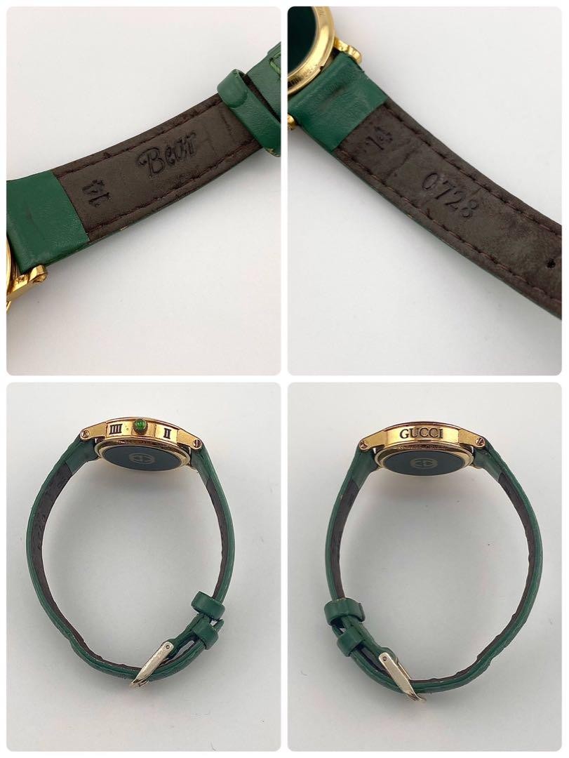 GUCCI 7200L Quartz Watch Wristwatch Gold Green Women's Authentic