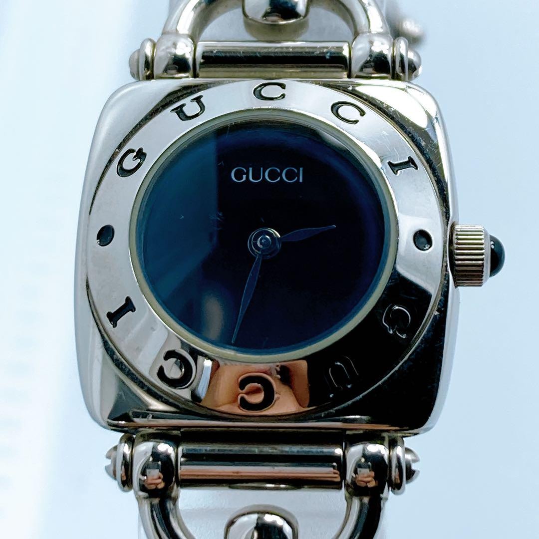 GUCCI 6400L Quartz Watch Wristwatch Black Silver Women's Authentic