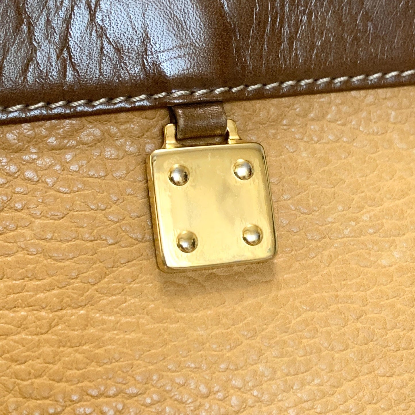 LOEWE Bag Anagram Hand Tote Purse Leather Yellow Brown Used Women's Authentic