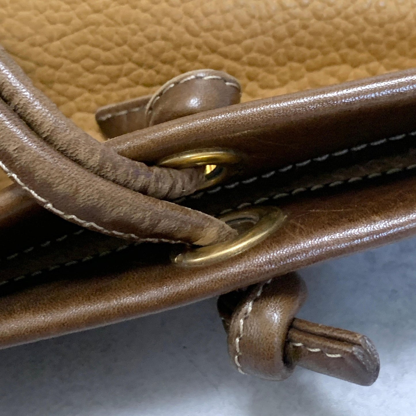 LOEWE Bag Anagram Hand Tote Purse Leather Yellow Brown Used Women's Authentic