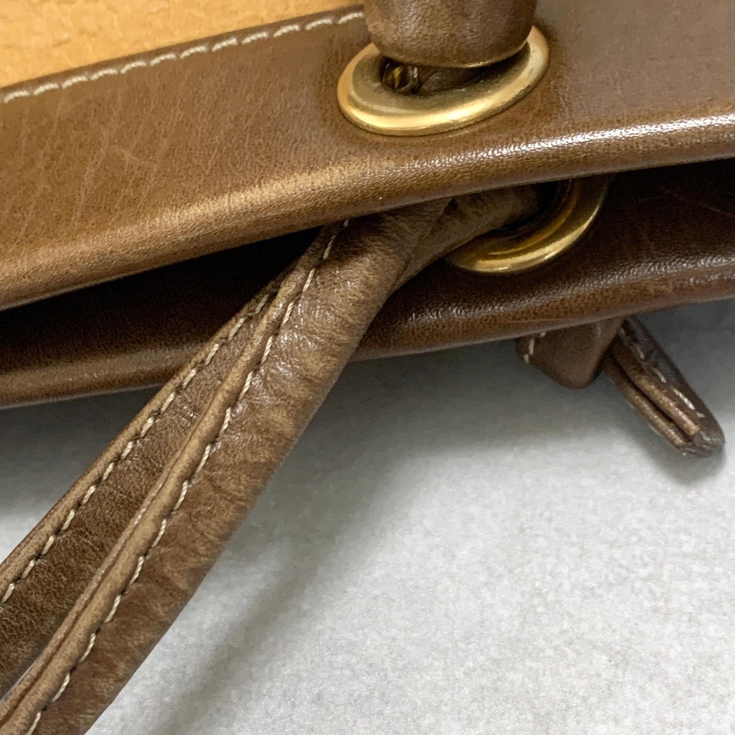 LOEWE Bag Anagram Hand Tote Purse Leather Yellow Brown Used Women's Authentic