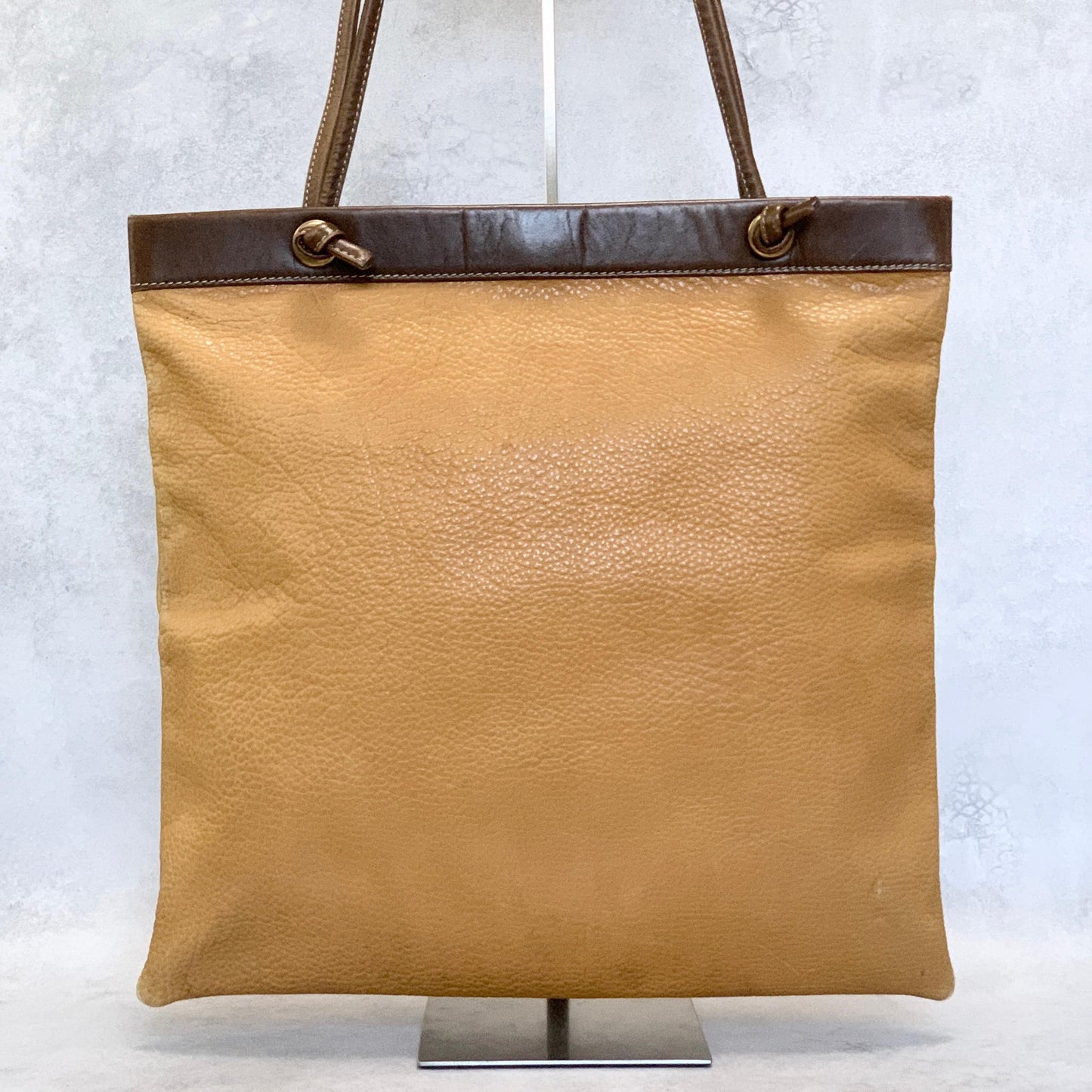LOEWE Bag Anagram Hand Tote Purse Leather Yellow Brown Used Women's Authentic
