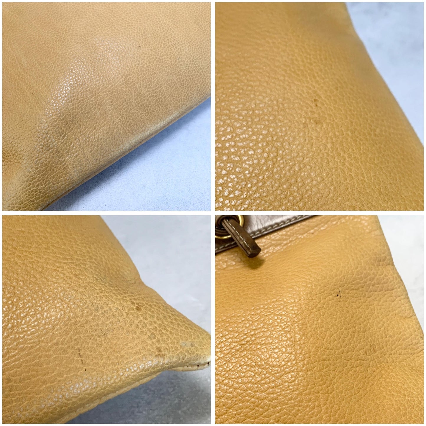 LOEWE Bag Anagram Hand Tote Purse Leather Yellow Brown Used Women's Authentic