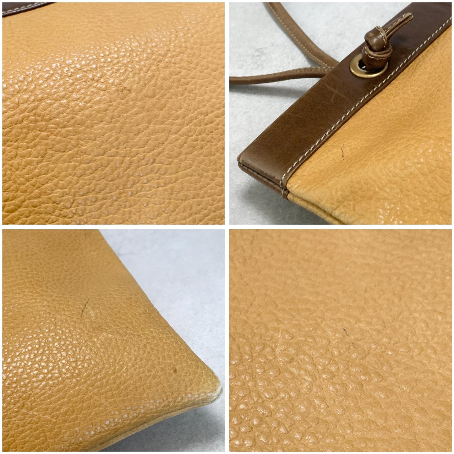LOEWE Bag Anagram Hand Tote Purse Leather Yellow Brown Used Women's Authentic