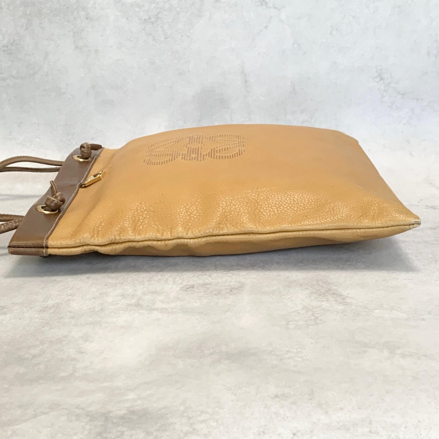 LOEWE Bag Anagram Hand Tote Purse Leather Yellow Brown Used Women's Authentic