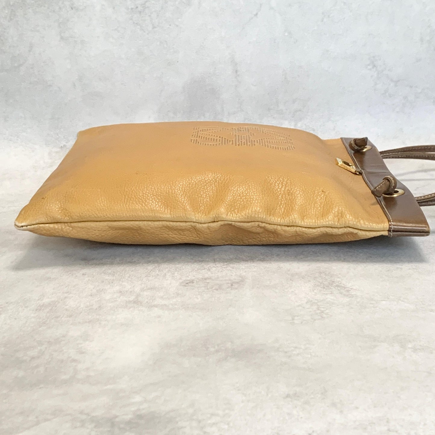 LOEWE Bag Anagram Hand Tote Purse Leather Yellow Brown Used Women's Authentic