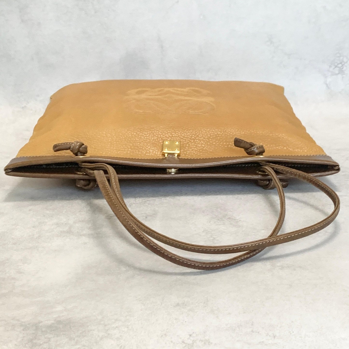 LOEWE Bag Anagram Hand Tote Purse Leather Yellow Brown Used Women's Authentic
