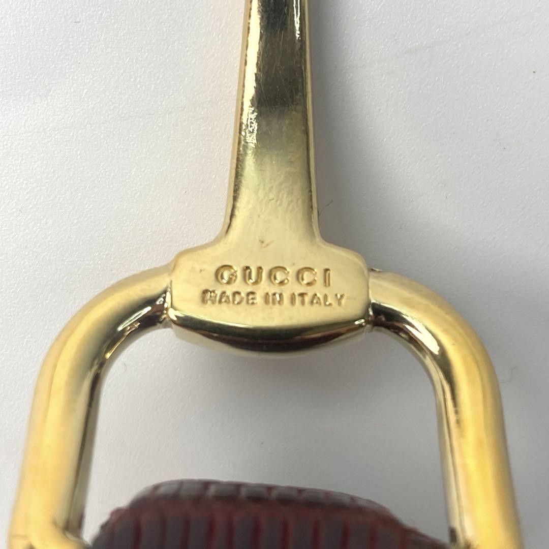 GUCCI Bracelet Bangle Horsebit Gold Bordeaux Leather Women Accessory Authentic