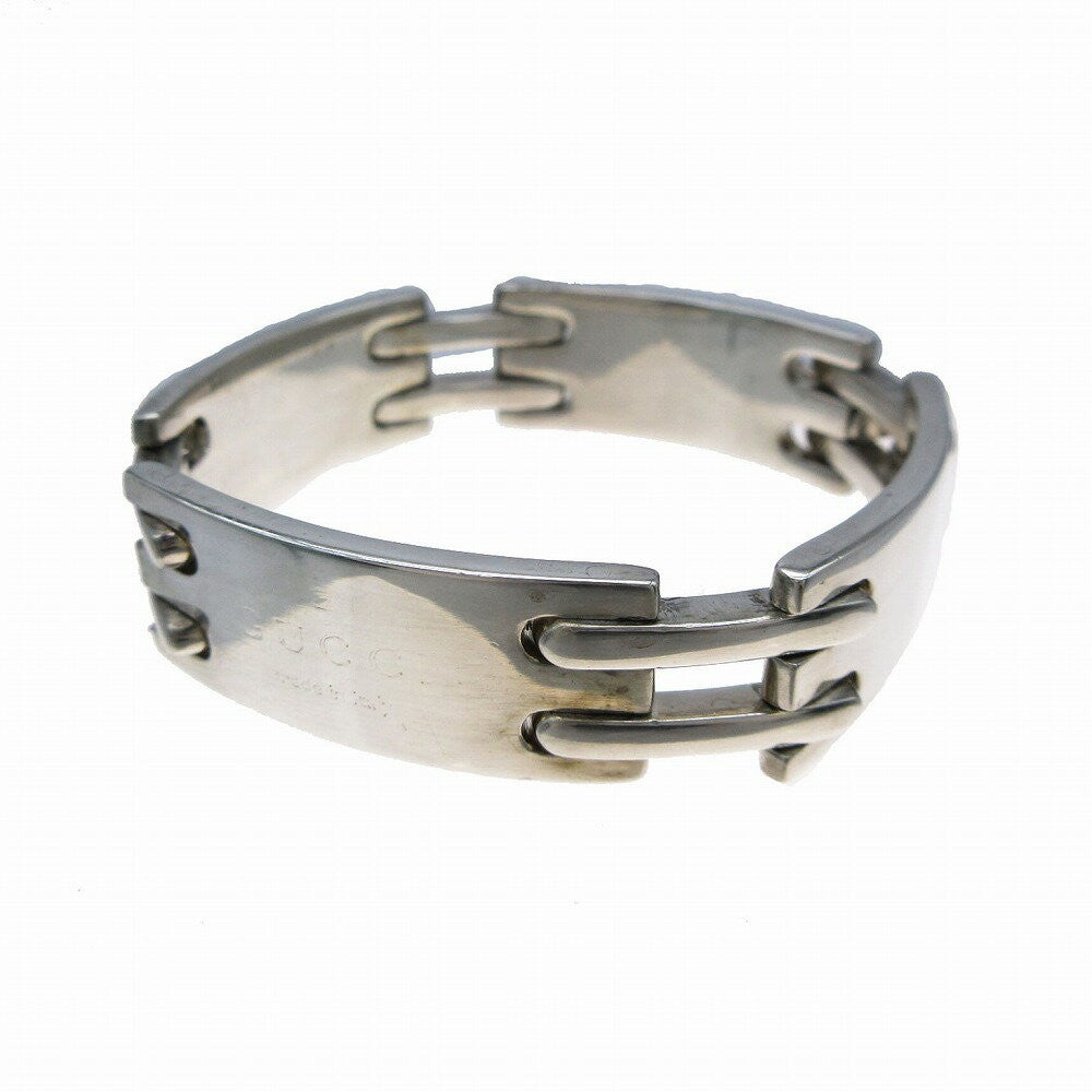 GUCCI Bracelet Bangle With Logo Link Silver 925 Women Accessory Authentic