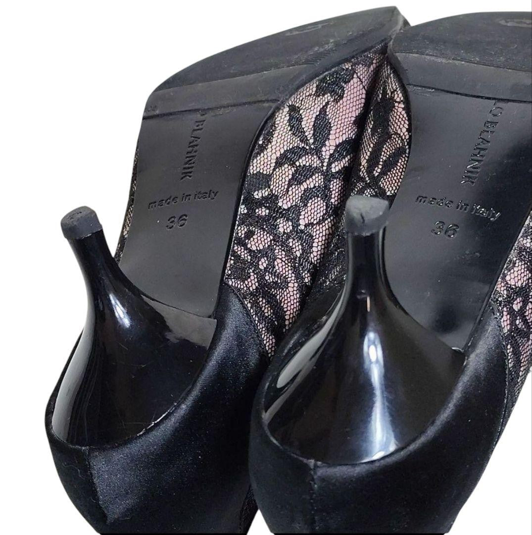 Manolo Blahnik Shoes Pumps Heel HANGISI EU 36 US 6 Black Authentic