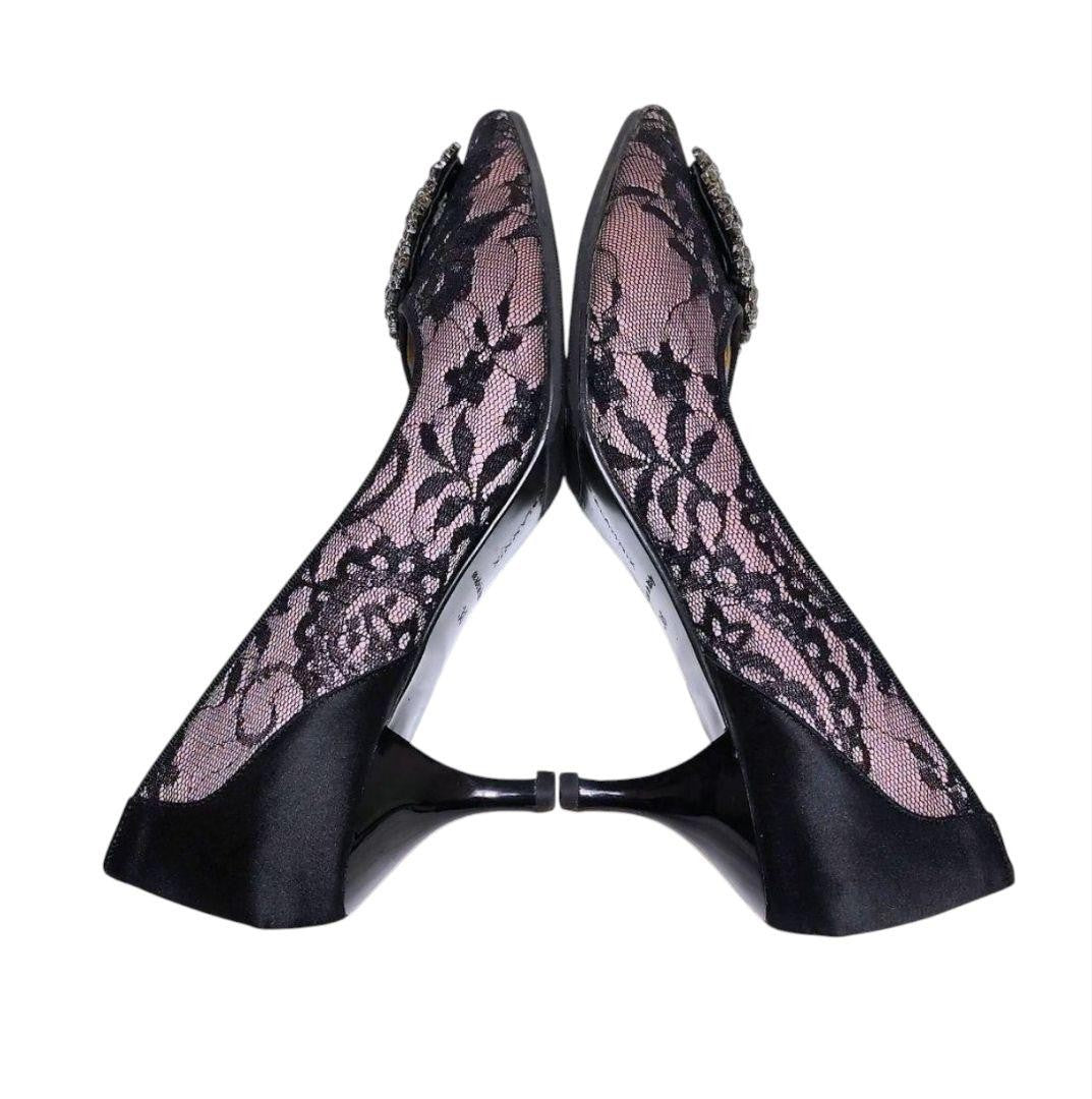 Manolo Blahnik Shoes Pumps Heel HANGISI EU 36 US 6 Black Authentic