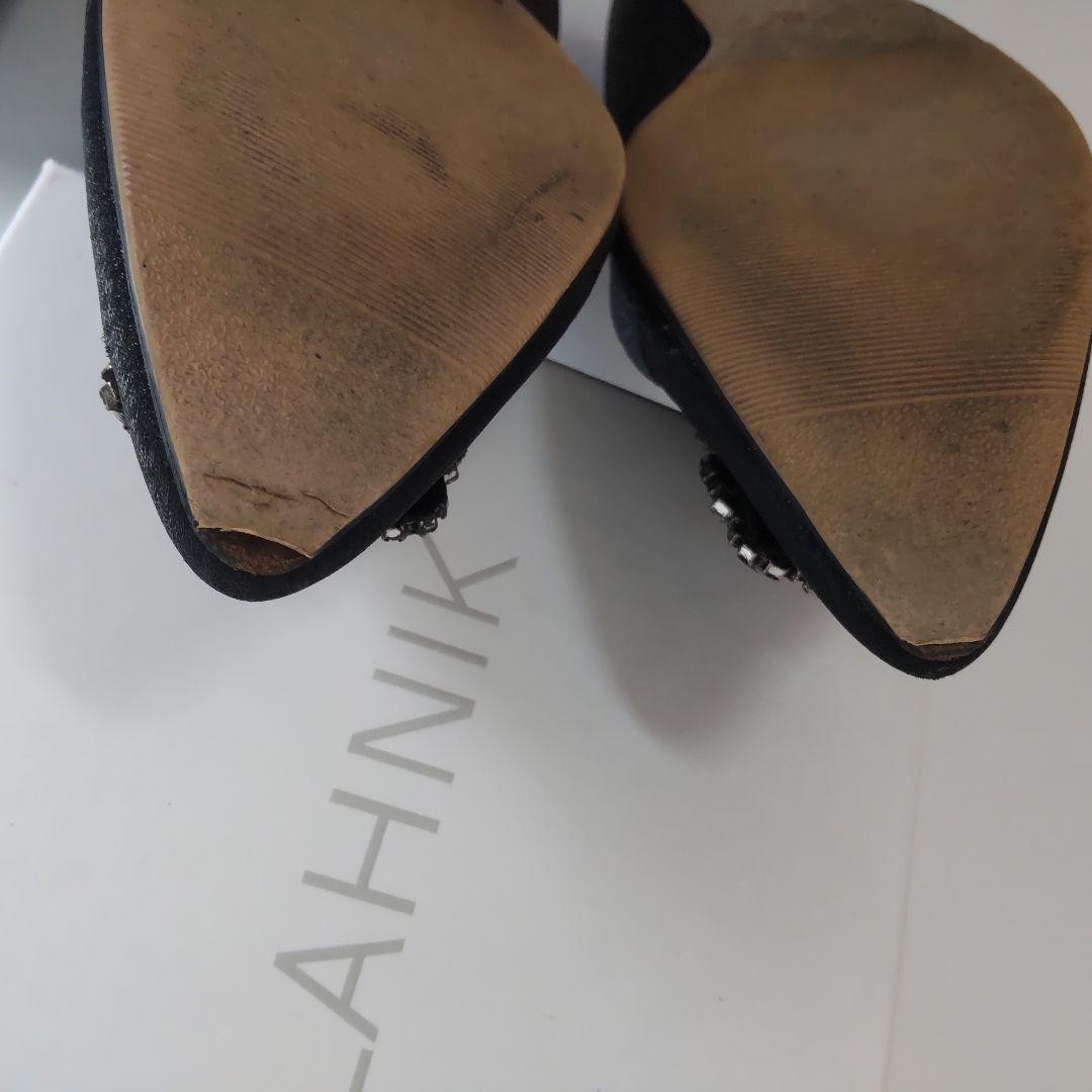 Manolo Blahnik Flat Shoes Pumps Heel HANGISI EU 37.5 US 7.5 Black Authentic