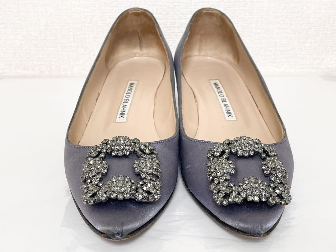 Manolo Blahnik Shoes Pumps Heel HANGISI EU 36.5 US 6.5 Gray Purple Authentic