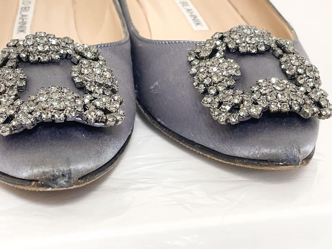 Manolo Blahnik Shoes Pumps Heel HANGISI EU 36.5 US 6.5 Gray Purple Authentic