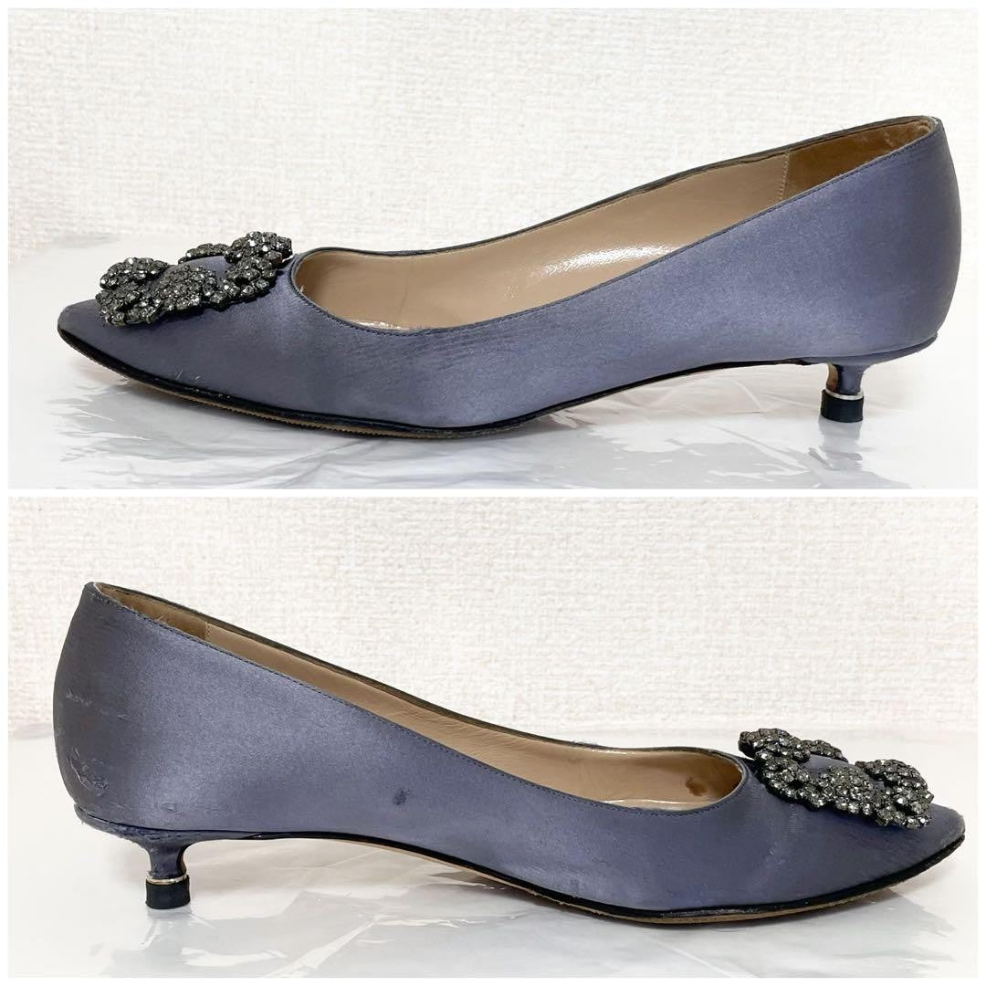 Manolo Blahnik Shoes Pumps Heel HANGISI EU 36.5 US 6.5 Gray Purple Authentic