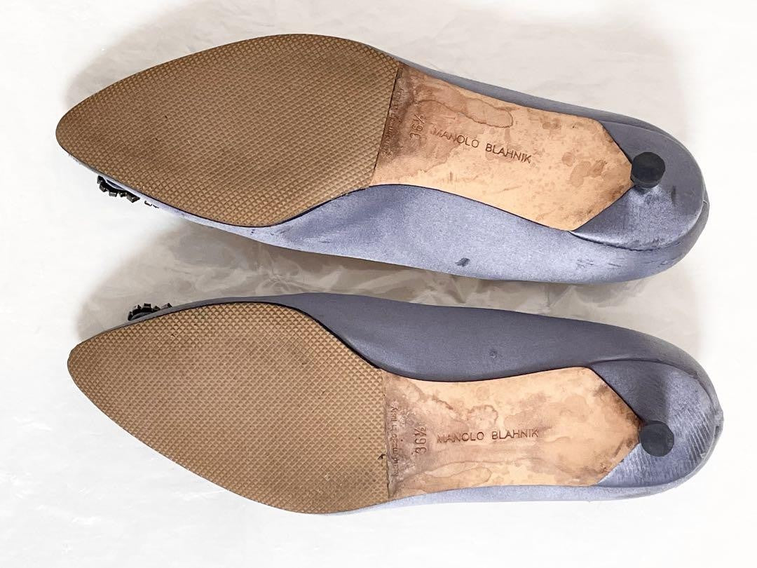 Manolo Blahnik Shoes Pumps Heel HANGISI EU 36.5 US 6.5 Gray Purple Authentic