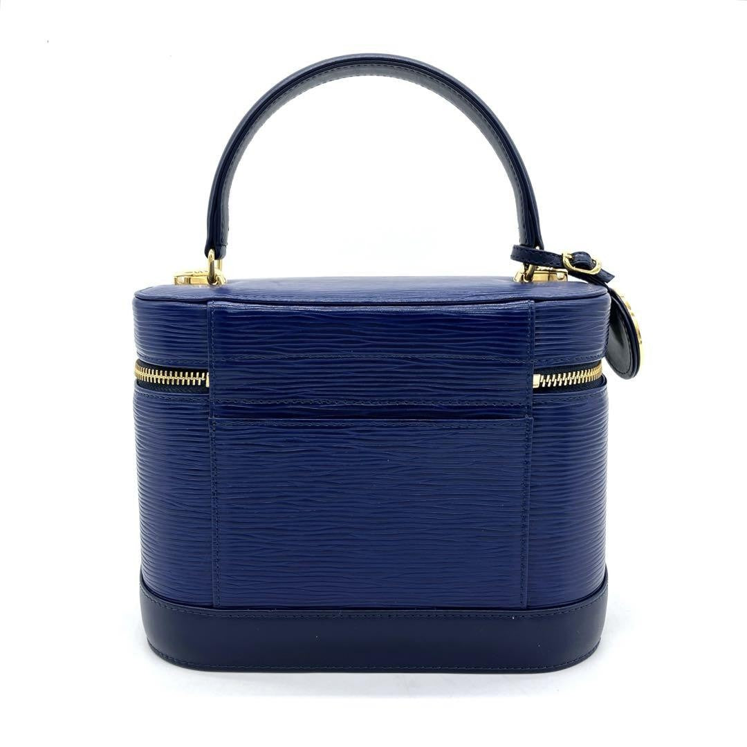 Valentino Garavani Vanity Bag Hand Bag Tote Purse Leather Navy Authentic